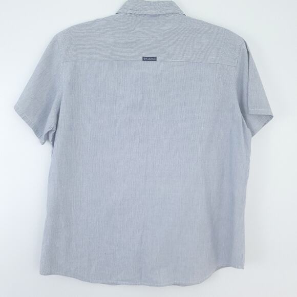 Columbia Short Sleeve Button Up Shirt Women Large, Cotton Stripe Top Hiking - Picture 5 of 6